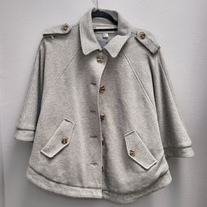 Lightweight Gray Button Poncho Cape